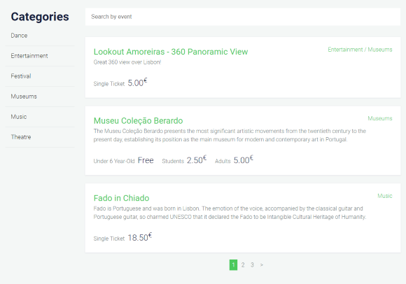 Events Listing - React App